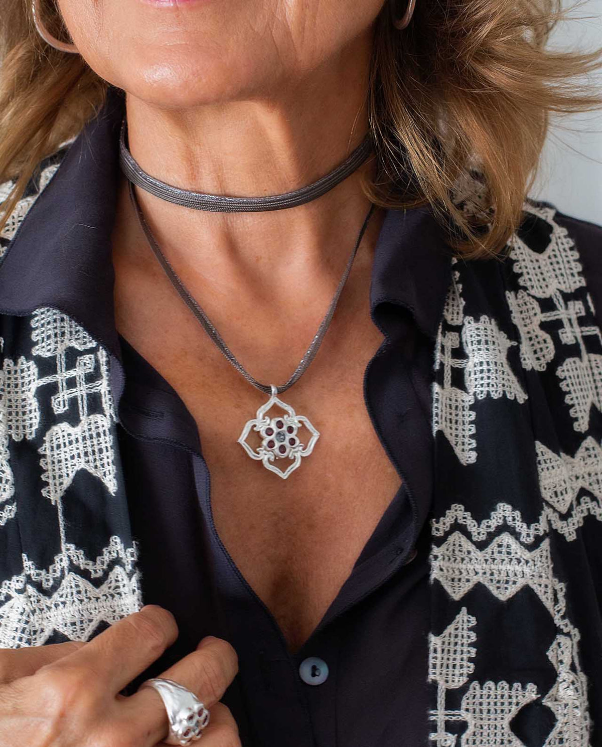 Collar Nómada Burdeos Silver