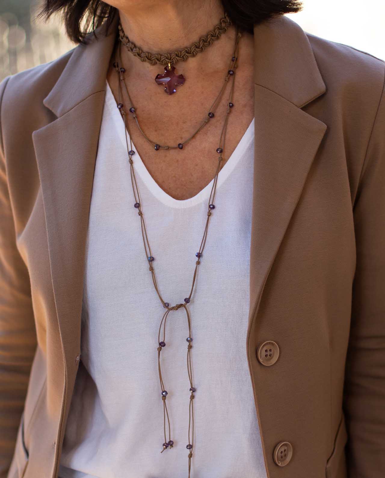 Gargantilla Camel Maxi Cruz Rosa